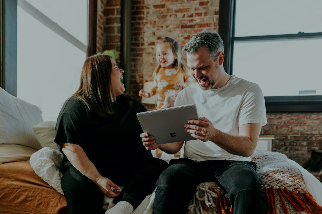 family reviewing insurance papers