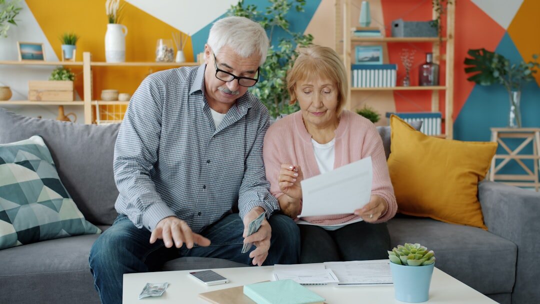 elderly couple financial talk