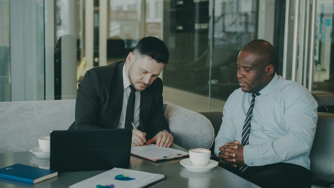 insurance agent advising client
